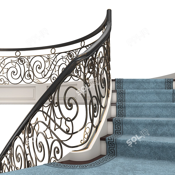 Elegant Mansion Staircase 3D model image 12