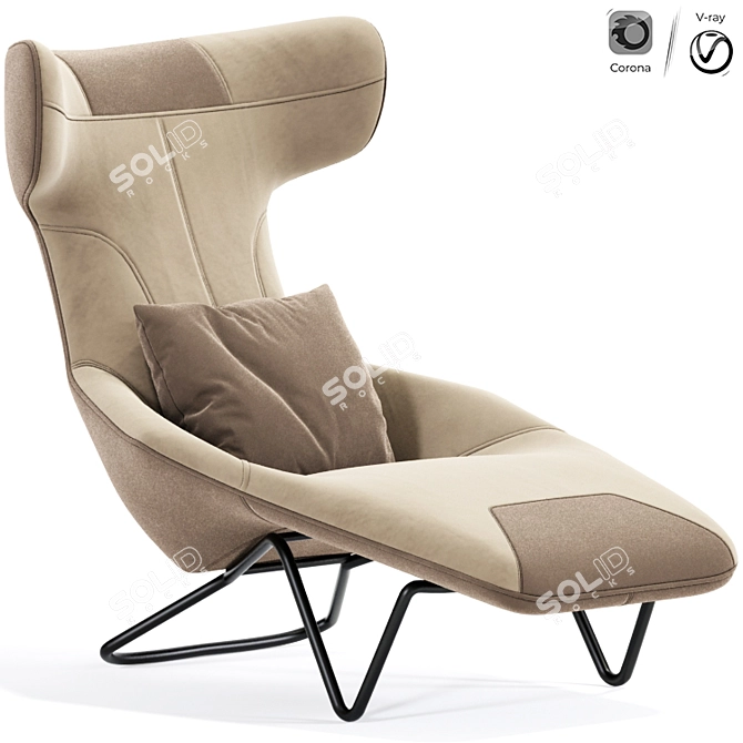 Elegant Esmena Chaise Chair 3D model image 1