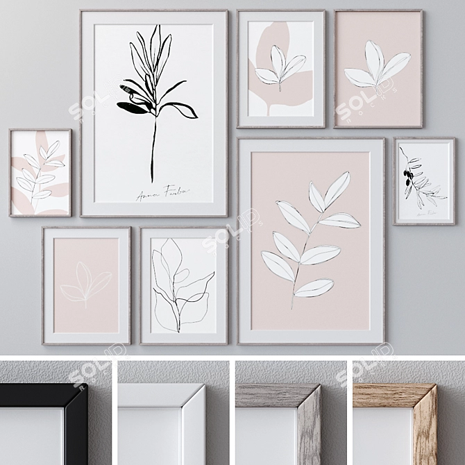 Elegant Frames Wall Art Set 3D model image 1