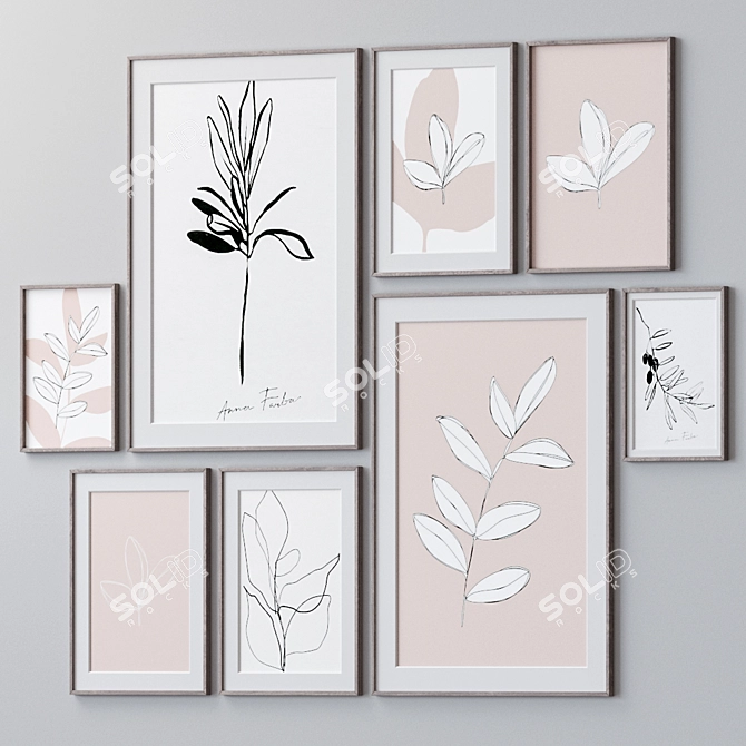 Elegant Frames Wall Art Set 3D model image 2