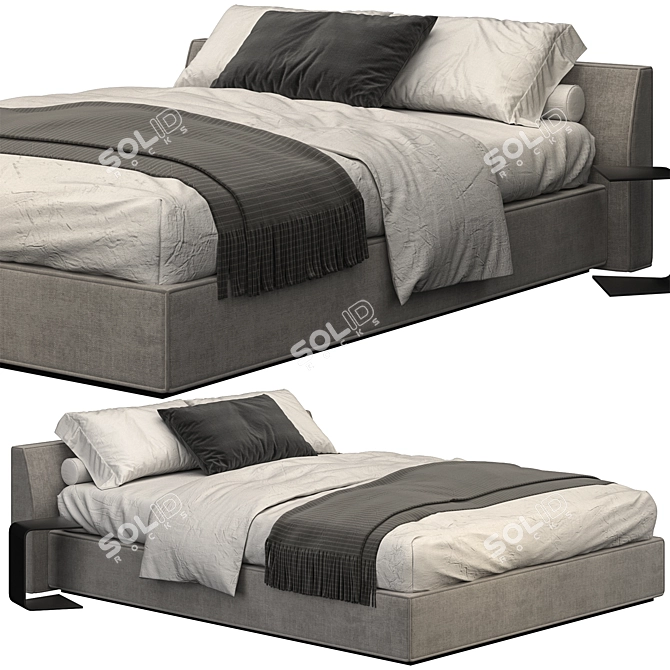 Meridiani Luise Lightgray Bed: Modern Elegance for Your Bedroom 3D model image 1