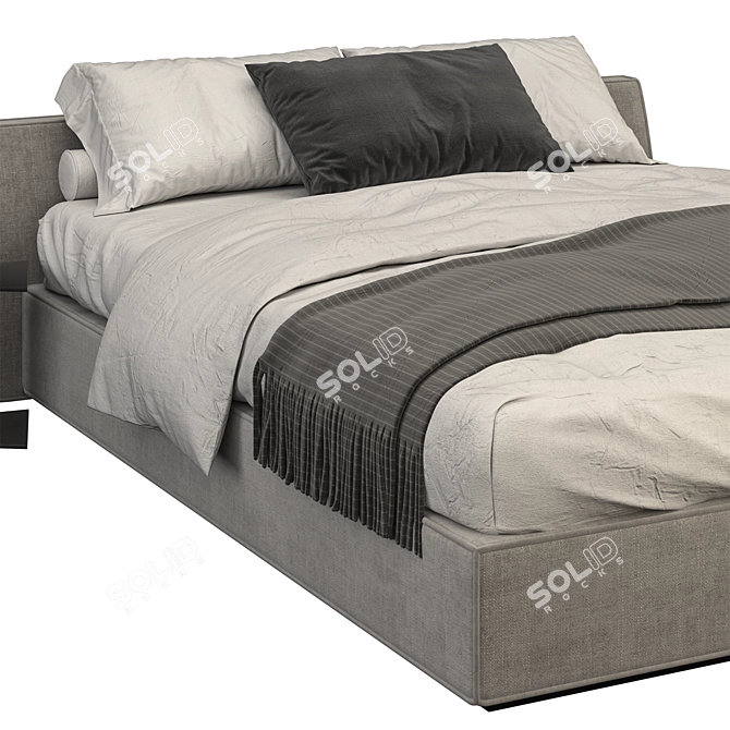 Meridiani Luise Lightgray Bed: Modern Elegance for Your Bedroom 3D model image 2