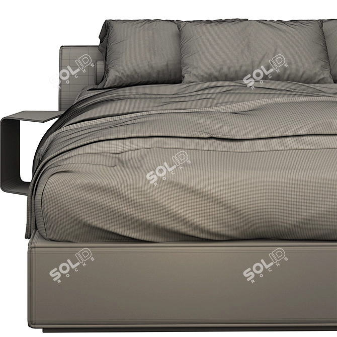 Meridiani Luise Lightgray Bed: Modern Elegance for Your Bedroom 3D model image 4