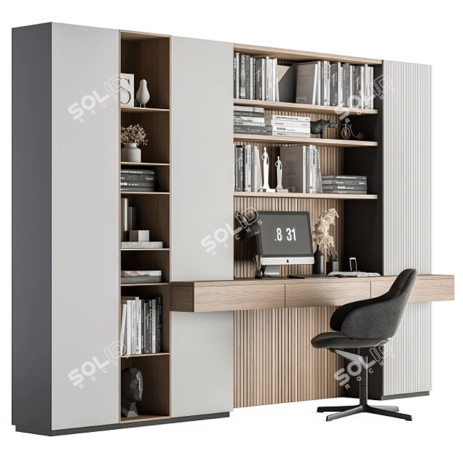 Elegant Ergonomic Home Office Desk 3D model image 1