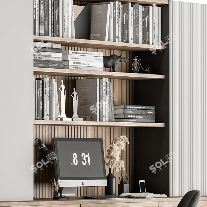 Elegant Ergonomic Home Office Desk 3D model image 3