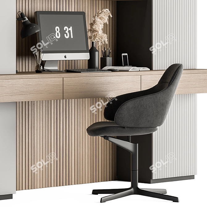 Elegant Ergonomic Home Office Desk 3D model image 4
