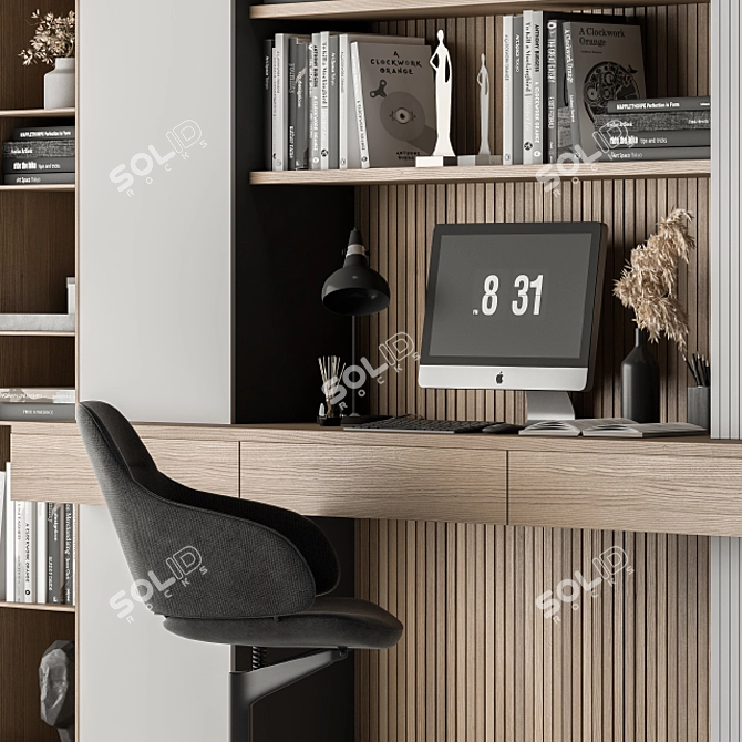 Elegant Ergonomic Home Office Desk 3D model image 5