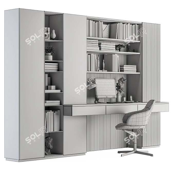 Elegant Ergonomic Home Office Desk 3D model image 7