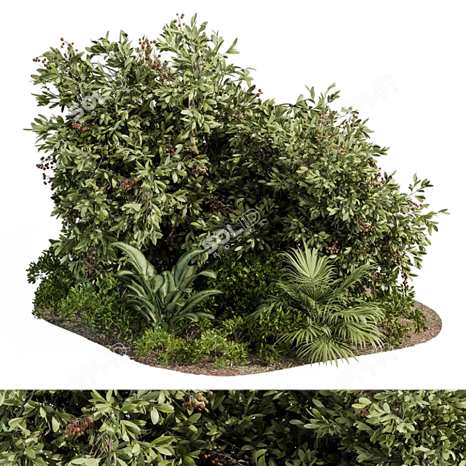 Outdoor Oasis: Tree & Bush Garden Set 3D model image 1