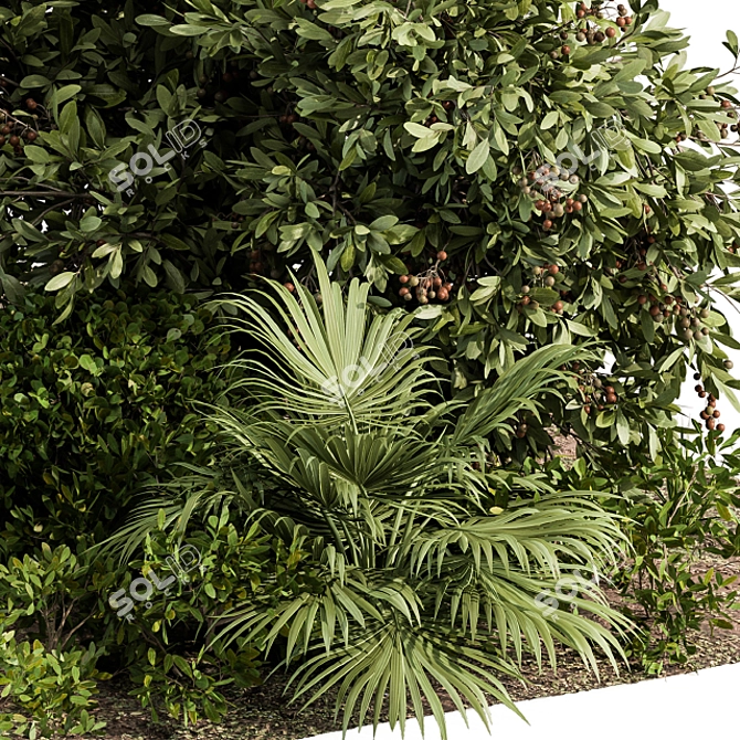 Outdoor Oasis: Tree & Bush Garden Set 3D model image 2