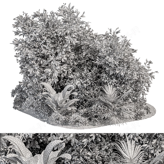 Outdoor Oasis: Tree & Bush Garden Set 3D model image 5