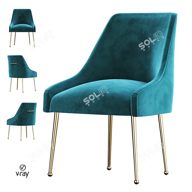 Luxurious Velvet Elowen Chair 3D model image 1