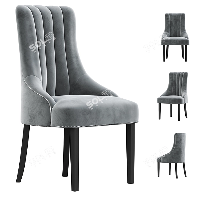 Luxurious Oxford Velvet Dining Chair 3D model image 1