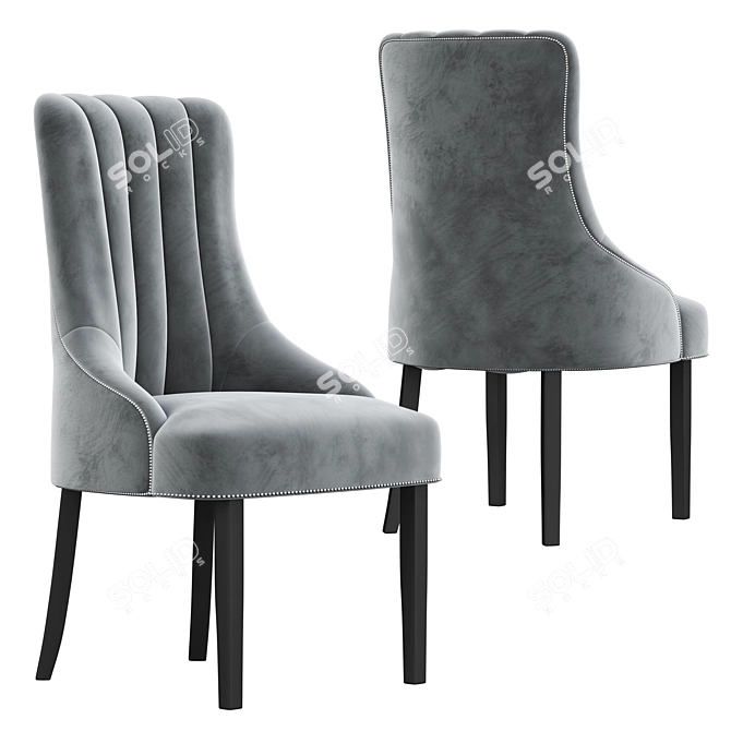 Luxurious Oxford Velvet Dining Chair 3D model image 2