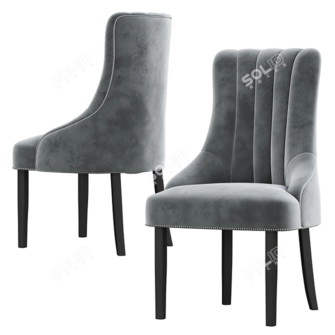Luxurious Oxford Velvet Dining Chair 3D model image 3
