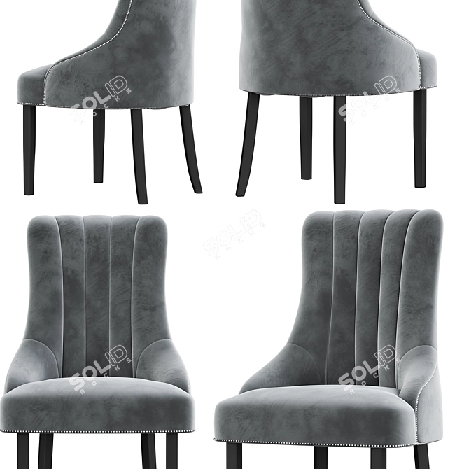 Luxurious Oxford Velvet Dining Chair 3D model image 4