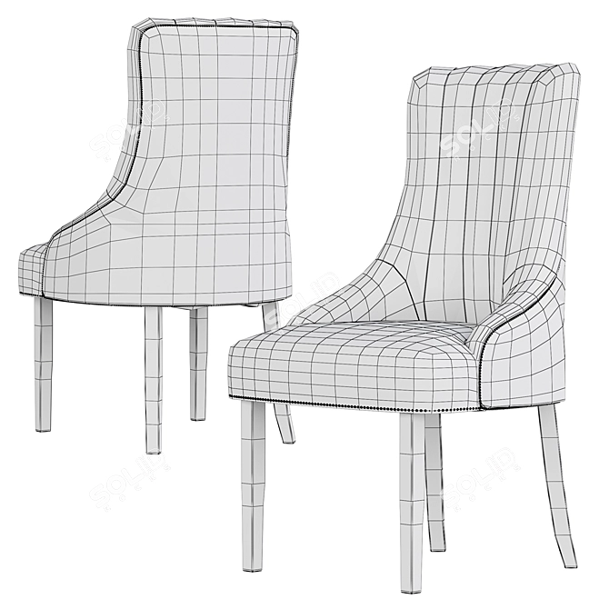 Luxurious Oxford Velvet Dining Chair 3D model image 7