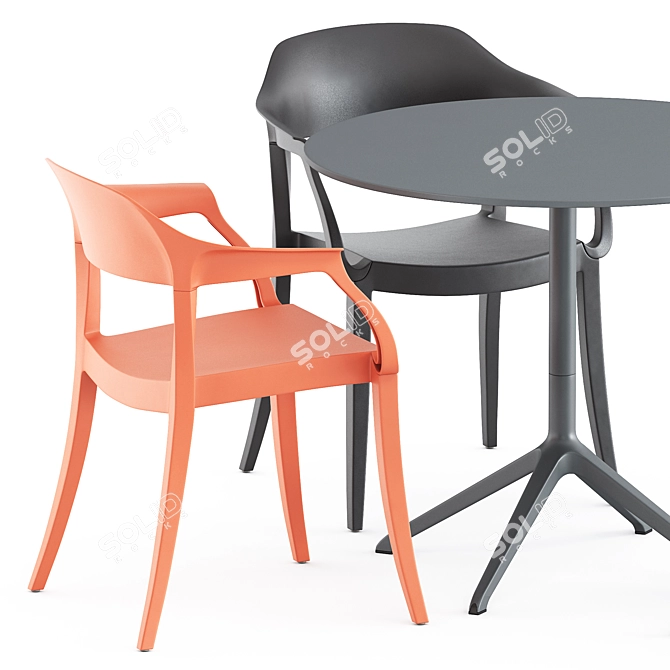 Elegant Stackable Chair & Table Combo 3D model image 2