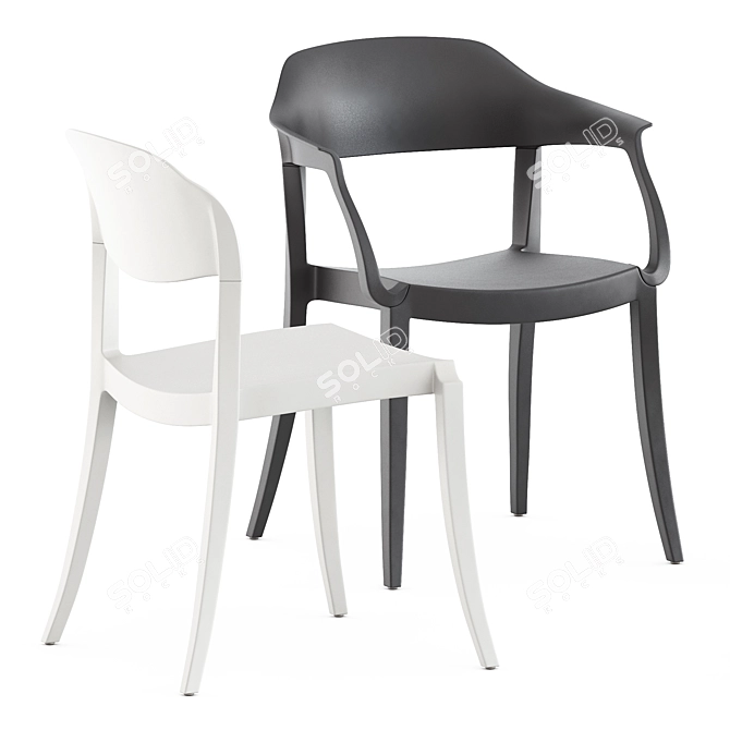 Elegant Stackable Chair & Table Combo 3D model image 4