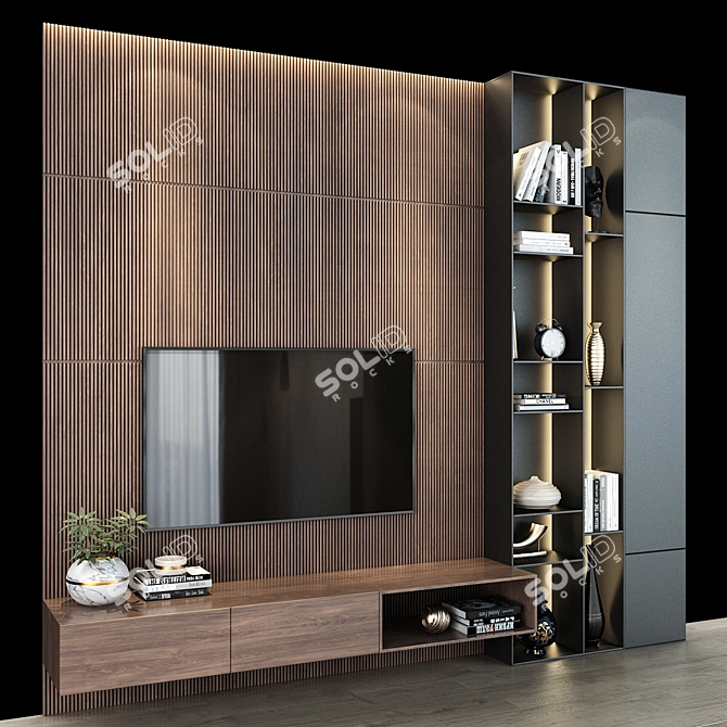 Modern TV Wall Set 262 3D model image 3