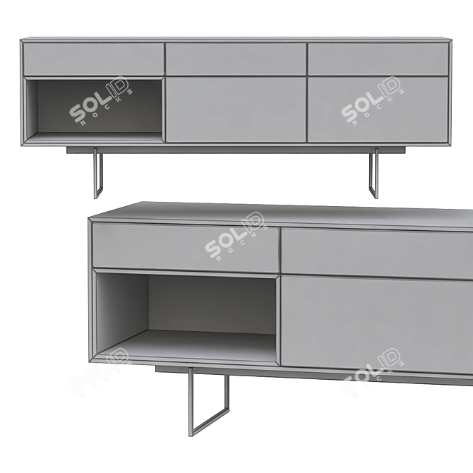 Modern Minimalist Treku Aura Credenza 3D model image 2