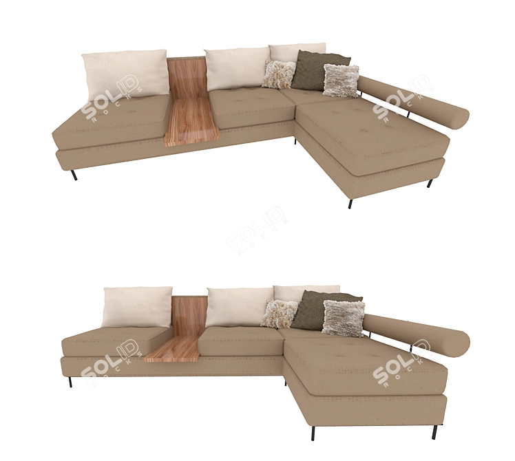 Sleek Corner Sofa 3D model image 1