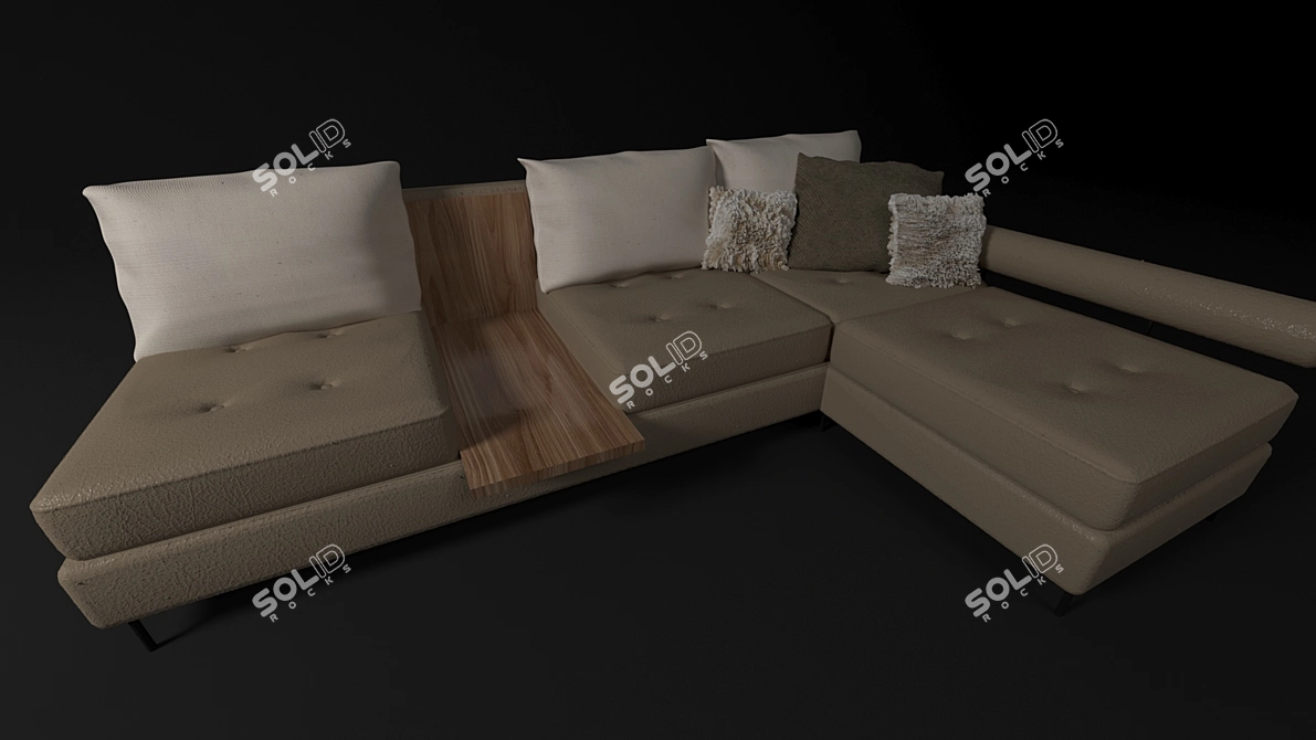 Sleek Corner Sofa 3D model image 4