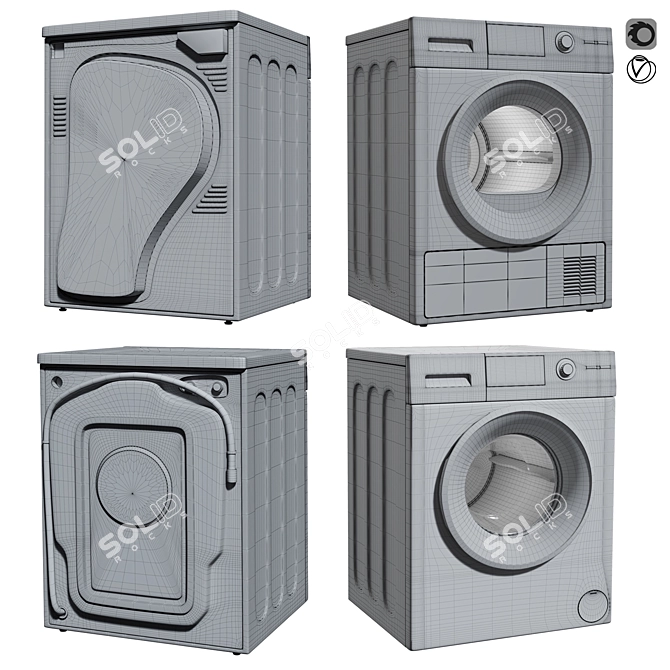 GE Washer & Dryer Combo: Efficient, High-Capacity 3D model image 3