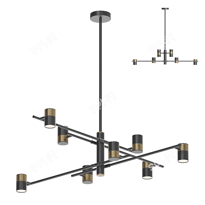 GITTAN CH 8: Designer Lamp with Adjustable Cylindrical Shades 3D model image 1