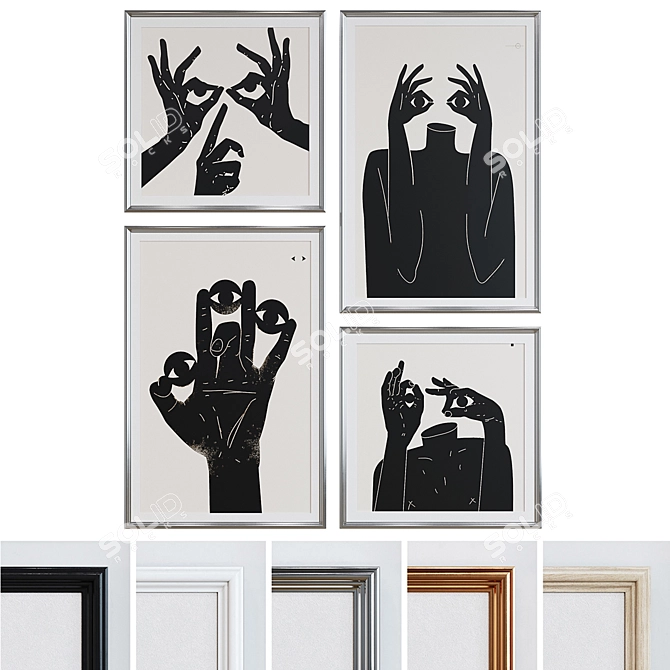 Modern Art Picture Frame Set 3D model image 1