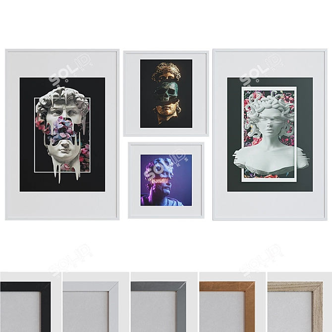 Title: Modern Sculpture Head Picture Frame Set 3D model image 1