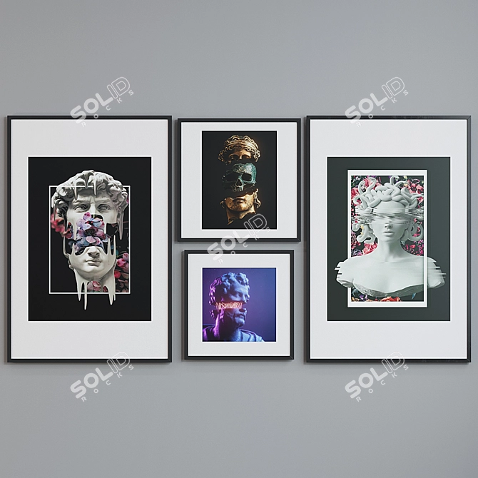 Title: Modern Sculpture Head Picture Frame Set 3D model image 2