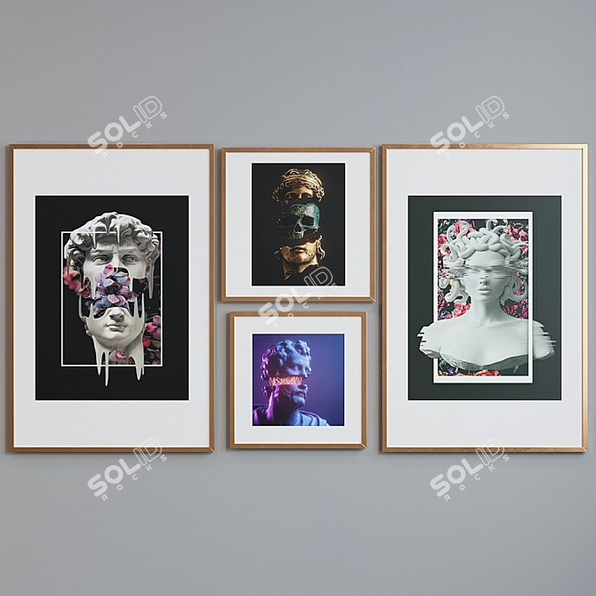 Title: Modern Sculpture Head Picture Frame Set 3D model image 4