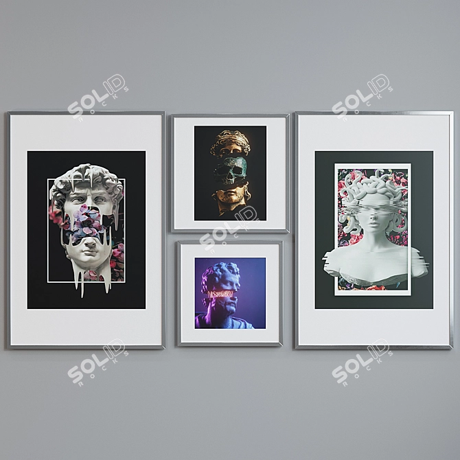 Title: Modern Sculpture Head Picture Frame Set 3D model image 5