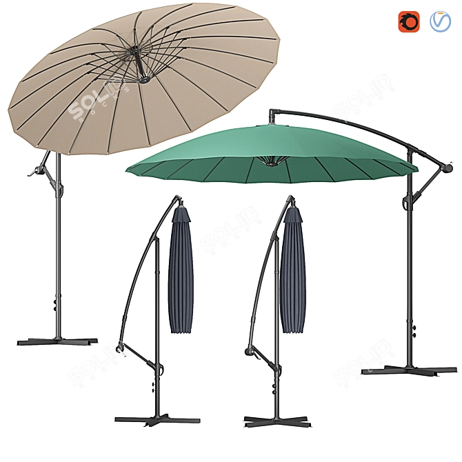 Cantilever Round Parasol: Stylish Outdoor Shade 3D model image 1