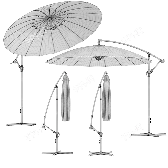 Cantilever Round Parasol: Stylish Outdoor Shade 3D model image 7