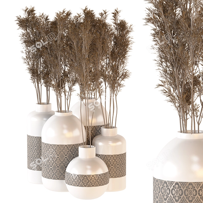 Lush Greenery: Ceramic Pot Plants 3D model image 1