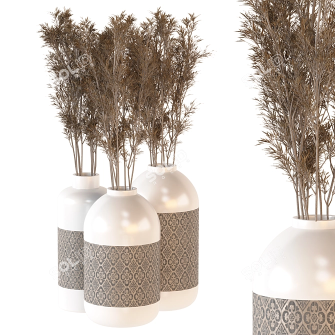 Lush Greenery: Ceramic Pot Plants 3D model image 2