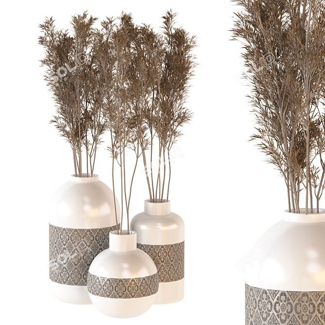 Lush Greenery: Ceramic Pot Plants 3D model image 3