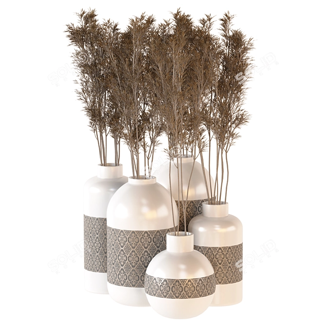 Lush Greenery: Ceramic Pot Plants 3D model image 5