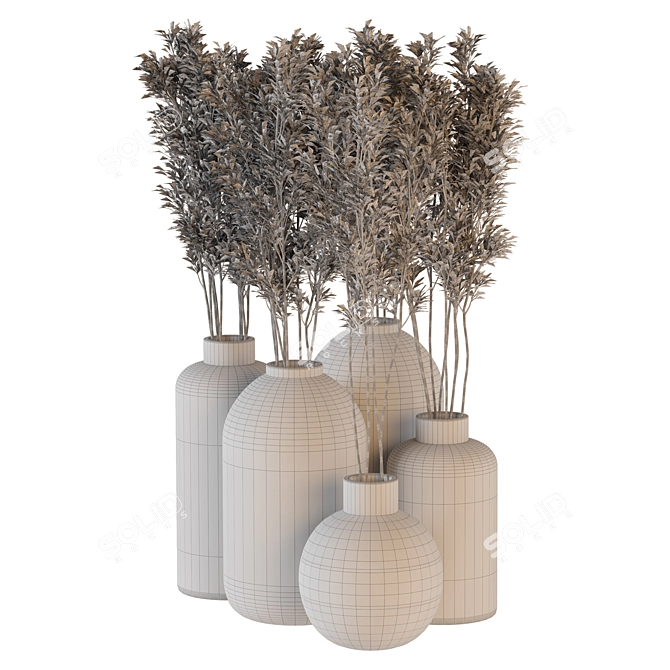 Lush Greenery: Ceramic Pot Plants 3D model image 7