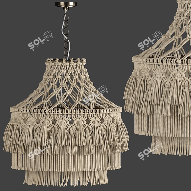 Elegant Macrame Chandelier 12 3D model image 1