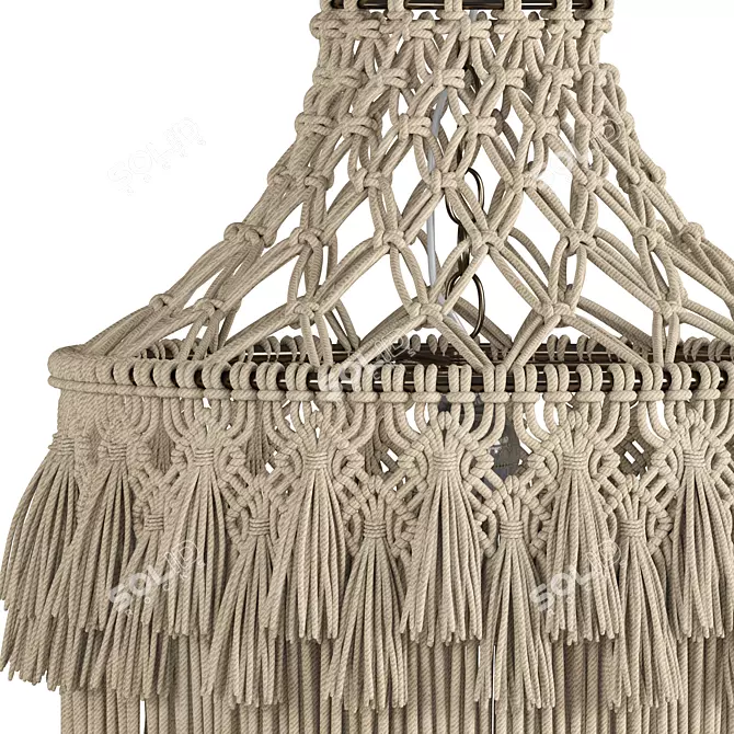 Elegant Macrame Chandelier 12 3D model image 3