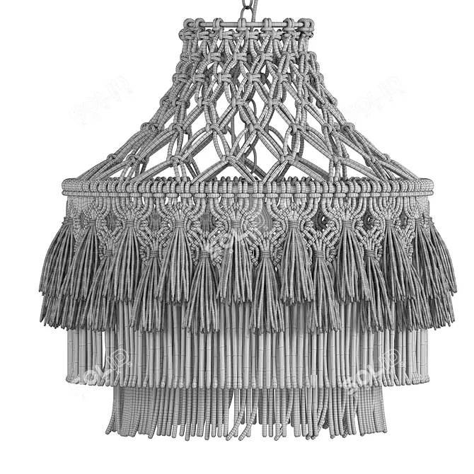 Elegant Macrame Chandelier 12 3D model image 5