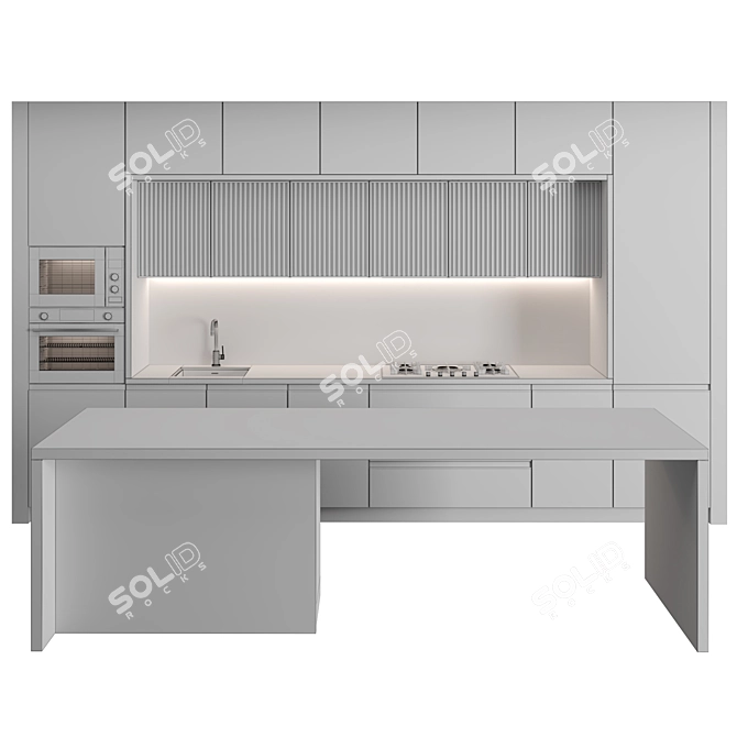 Modern Kitchen Island - High Quality and Easy to Edit 3D model image 5