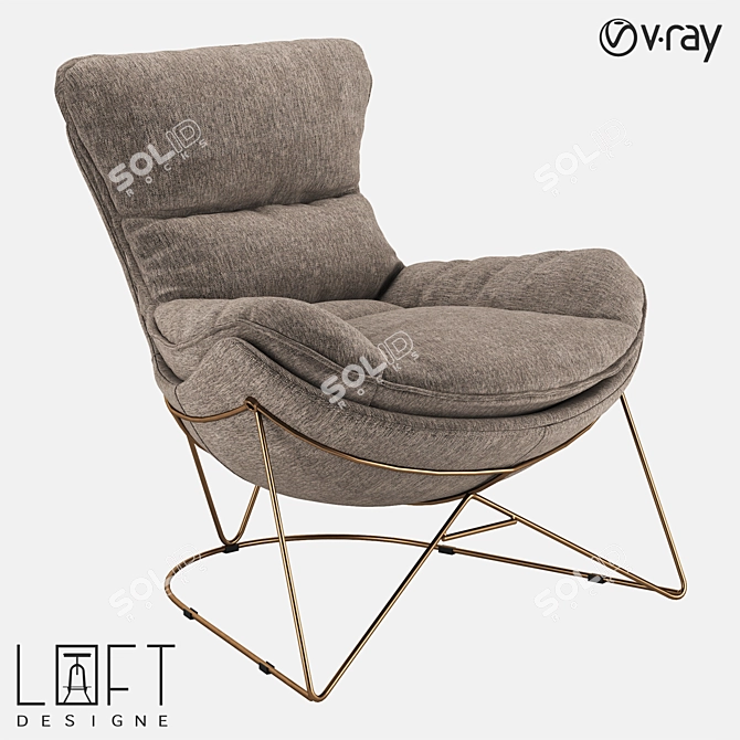 LoftDesigne 2064 Armchair: Modern Metal and Fabric Seating 3D model image 1