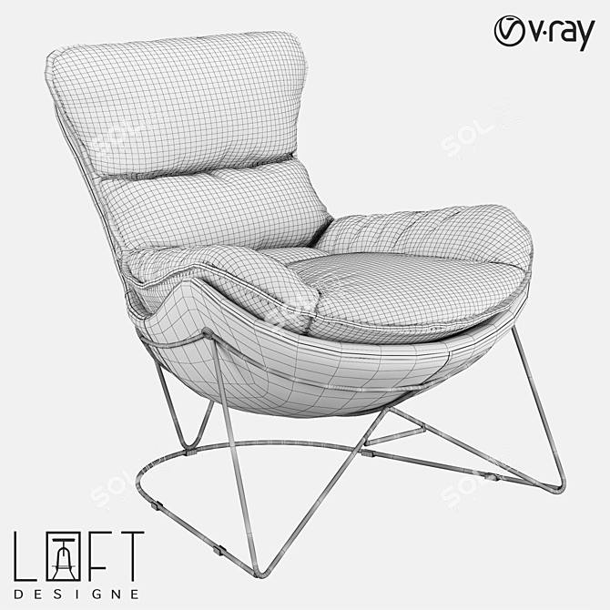 LoftDesigne 2064 Armchair: Modern Metal and Fabric Seating 3D model image 2