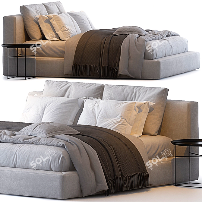 Luxurious Cloud Slipcovered Bed 3D model image 1