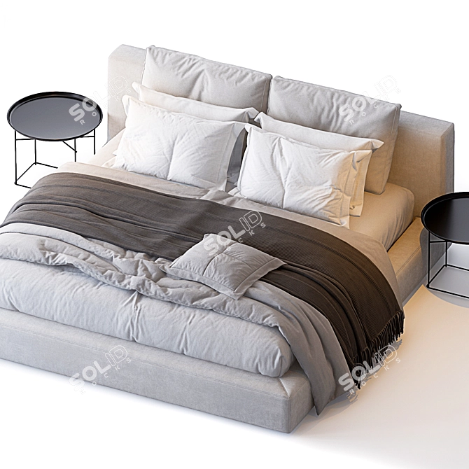 Luxurious Cloud Slipcovered Bed 3D model image 2