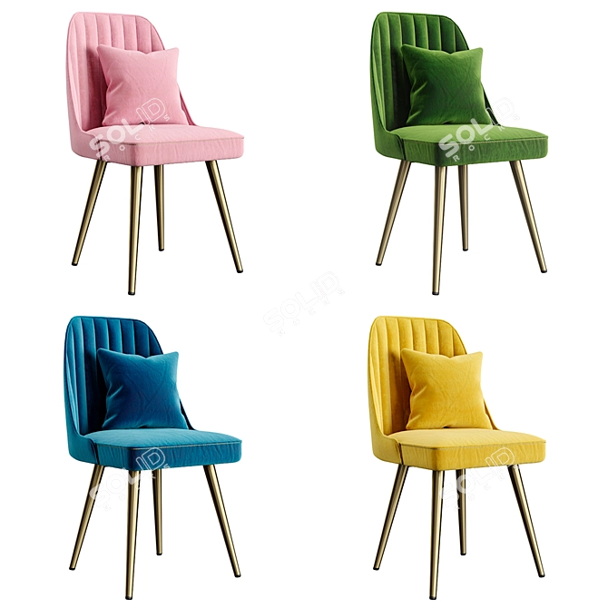 Velvet Dining Chair Set - 4 Colors 3D model image 3